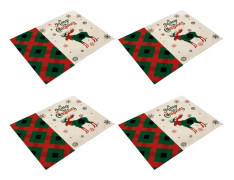 Set med 4 Vintersnö köksmatta Vändbar bomullssäckväv Xmas
