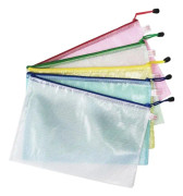 5 st A4 Färg Plast Plånbok Dokument Dragkedja Väska PVC Mesh För Kontor
