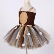 Rådjursdräkter för Flickor Julklänning för Barn Halloween Kostymer Ren Tulle Tutu Klänning Födelsedag Prinsesskläder Brun