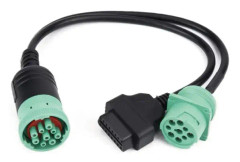 Lastbilsadapter, J1939 9-stifts OBD2-gränssnitt Lastbils Y-kabel OBDII Lastbils Y-splitteradapter 16-stifts hane till hona, 9-stifts till OBD2-gränssnitt