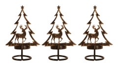 3 Pack Christmas Tealight Candle Holders, Metal Christmas Tree