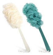 2-pack badskrubb för bad, svamp svamp svamp badborste, långt handtag, handduksgurka pinne, för män och kvinnor