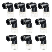 10 stycken pneumatiska anslutningar Svart pneumatisk armbågskontakt Hane armbågsslangkopplingar 6 mm OD X 3/8 NPT gänga Pneumatisk tryckluft Seuç Sunmostar