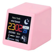 Smart Väderstation Klocka med LED Digital Display Väderklocka Skrivbordsdekoration Smart Clock Julklapp (Rosa)