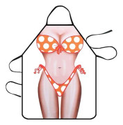 Rolig Nyhet Köksförkläde, Sexigt Köksförkläde Matlagning BBQ Fest Vuxna Kockar Förkläde För Män Kvinnor Rolig Present (Orange Bikini Kvinnor)