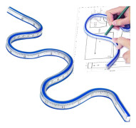 Flexibel linjal, 50 cm PVC-linjal, böjlig kurvlinjal, dubbelsidig plast orm linjal