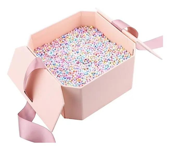 Återanvändbar deluxe stor presentask med rosett - 21*21*12cm