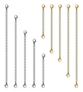 Halsbandsförlängare, 15 st Rostfritt stål Guld Silver Halsband Armband Ankelförlängningskedjor med hummerlås och förslutningar för smyckestillverkning