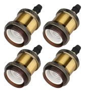 Set med 4 antika brons E27 glödlampor, vintage Edison lamp hol