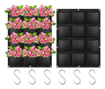 Vertikal Planteringsväska med 12 Hängande Fickor för Odling av Blommor Grönsaker