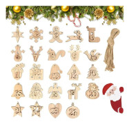 24 st träsiffror Adventskalender, träjulgran