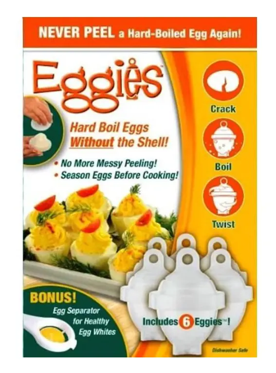Eggies Äggkokare - Eggies - 7st/lot - Vit - Bonus Äggvita Separator Tool
