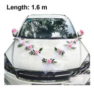 Bröllopsbil Flower Plate Ribbon bågar Set med plysch Bear Dörrhandtag