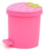 Mini Skrivbords Papperskorg med Svinglock Söt Rosa Jordgubbe