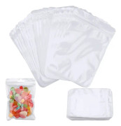 100-pack Mylarfolieväskor, återförslutningsbara luktfria väskor, dragkedja folie Mylar Booty（vit） White