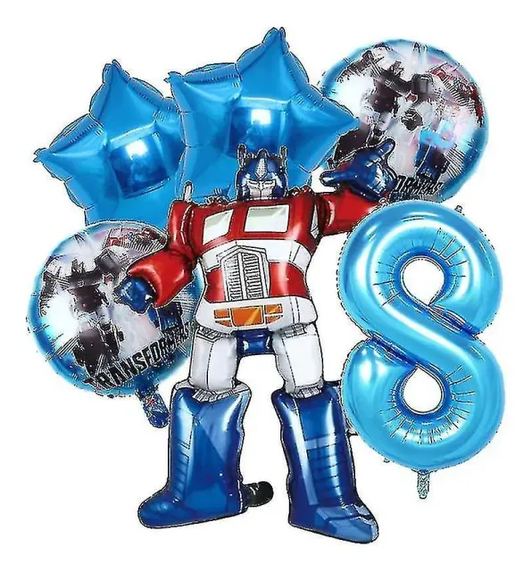 Transformers Barn Festtillbehör Optimus Prime Bumblebee Robot Födelsedagsdekoration Nummer Ballong Banner Disponibel Tallrik Cups (FMY)
