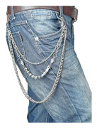 Biker Skull Wallet Chain Punk Män Cool Skull Punk Byxor Lång W