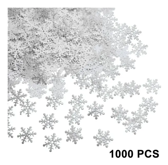 1000 st snöflingor konfetti dekorationer för jul vinter
