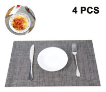 Värme- och fläckbeständiga halkfria köksunderlägg 4-pack tvättbara slitstarka PVC-underlägg vävda vinylunderlägg grå