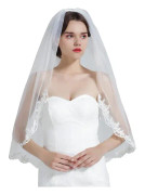 Ocean Bridal Brudslöja 1 Lager Enkel Elfenbensvit Med Metallkam