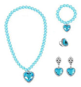 5 st Princess Pretend Smycken Leksak, Flickas Smycken Klä Ut Lek Set med Halsband, Örhängen, Ringar, Armband, Pretend Play Smycken Presentset för Flickor Födelsedagsfest