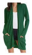 Kvinnor Öppen Front Cardigan Tröjor Fickor Långärmade axelryckningar