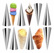12 STK 12 cm Gr?dde molds Bakformar, rullhorn i rostfritt st?l formar koniska koniska croissantkoner formar