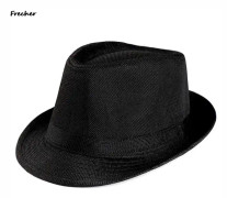 Mode Strandhalmhatt Jazz Utomhushatt Cowboy Fedora Hattar Cap Kvinnor Dam Topp Solkepsar Andas linne Bowlerhattar