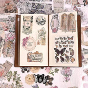 260-pack Vintage Scrapbooking-klistermärken, DIY Retro Journaling-tillbehör, blommiga klistermärken