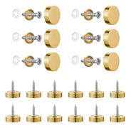 20-pack 14 mm spegelskruvar, borstade skruvlock i rostfritt stål med dekorativt lock för speglar, bord, badrumsskivor, skåp, glaspaneler (guld)