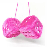 Par vintage fyrkantiga spegelhängande par plysch tärningar med prickar för bildekor (rosa)