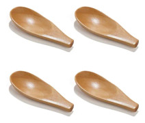 4-pack träskopa massiv träsked mini saltskopa med kort handtag för lösa teblad, kaffebönor, godis, mjölkpulver, krydda, naturlig färg