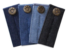 Knappförlängare i denim för jeans och kjol, bekväma metallknappar, 4 stycken i olika färger