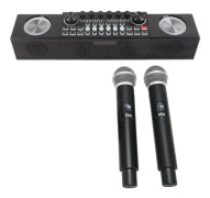 Karaokemixerpaket allt i ett batteri med stor kapacitet Multi ingångslägen Ljudgränssnitt med 2 trådlösa mikrofoner