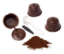 Återanvändbara kaffekapslar, kaffekapsel påfyllningsbara pods kaffekapsel filterkopp med sked rengöringsborste 3 st