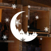 Snö månad elektrostatisk klistermärke vägg fönster glas jul klistermärke dekal jul dekoration nyår tapet（1st)