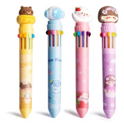 4 Flerfärgade Retraktila Rullkulstift, 10 Färger Penna 0.5