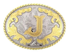 Western Bältesspänne Initialer Cowboy Rodeo Guld Stor Bältesspänne