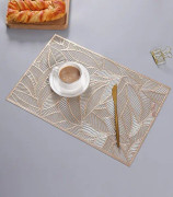 Guld rektangulära placemats för bord Set om 6 Metall ihåliga placemats Pvc Placemats för bordsdekoration Centerpieces Bröllopsaccent
