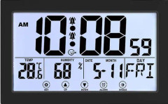 Kreativ pekskärm digital väggklocka temperatur och luftfuktighet elektronisk väckarklockasvart
