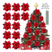 12 ST Christmas Julstjärna Blommor Röda Julgran Blommor Ar