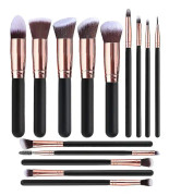 14-pack borste med syntetiska sminkborsteset, foundatborste, borste, borste, set.