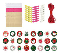 Godis presentpåse 24 dagar jul adventskalender för hem julgran väggmonterad dekoration DIY Xmas presentpåsar set