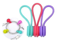 3 st Multifunktionella magnetiska hörlursupprullare Silikonsladd Organizer Trådhållare Kabel Bokmärke Nyckelring Hantering (slumpmässig färg)