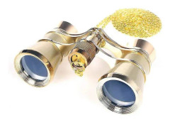 3 X 25 Klassiska hopfällbara operaglas kikare metallkropp med kedja optisk lins teaterteleskop retrodesign kvinnor flickor presenter (gyllene)