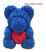 2024 40cm Nallebjörn Ros Hjärta Nallebjörn Konstgjord Blomma Alla Hjärtans Dag Present blue ribbon heart