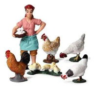 Simulerad djuruppfödare och lantbruksdjurfigurer Lantbruksfjäderfäfigurer - 6 stycken