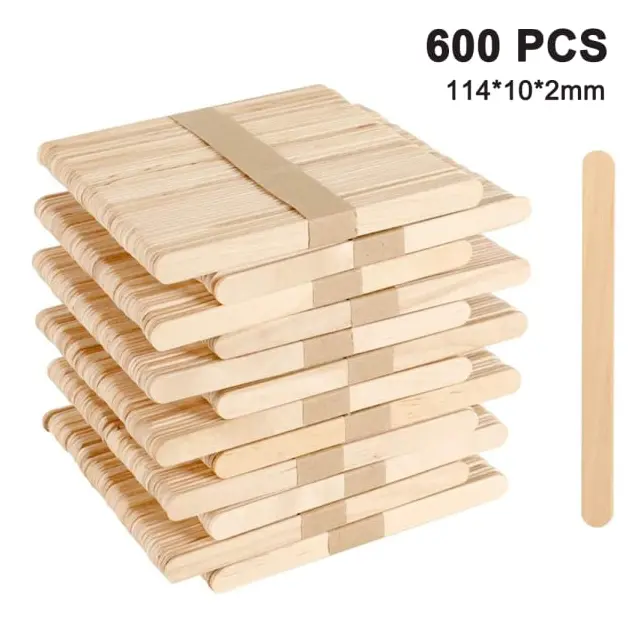 600 bitar av glasspinnar gjorda av tr?, tr?spatlar hantverk, tr?spatlar DIY hantverk tr?hantverk
