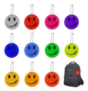 Paket med 11 reflekterande smiley-hängen, säkerhetsreflektor, barnref