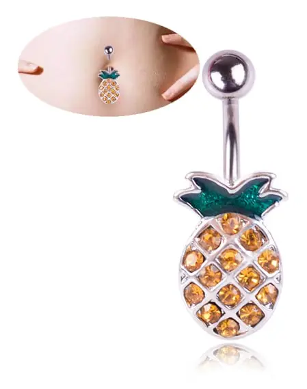14G Kirurgiskt Stål Ananas Navel Rings Belly Button Rings Belly